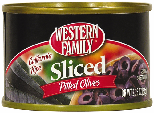 slide 1 of 1, Western Family Sliced Olives, 2.25 oz