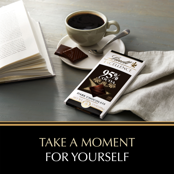 slide 9 of 27, Lindt EXCELLENCE 95% Cocoa Dark Chocolate Candy Bar, Dark Chocolate Candy, 2.8 oz