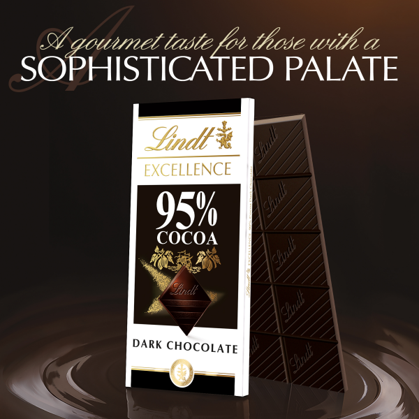 slide 24 of 27, Lindt EXCELLENCE 95% Cocoa Dark Chocolate Candy Bar, Dark Chocolate Candy, 2.8 oz