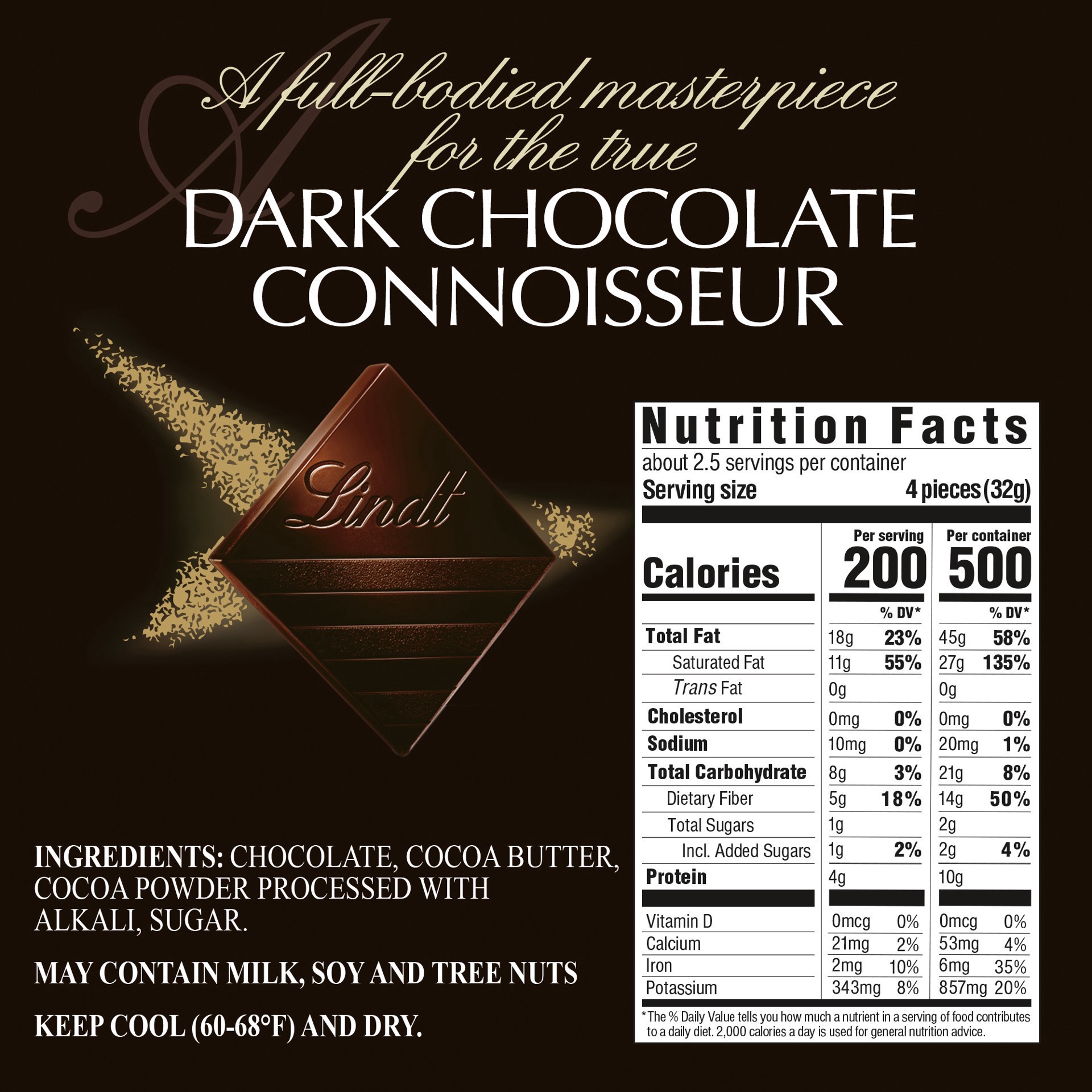 slide 22 of 27, Lindt EXCELLENCE 95% Cocoa Dark Chocolate Candy Bar, Dark Chocolate Candy, 2.8 oz