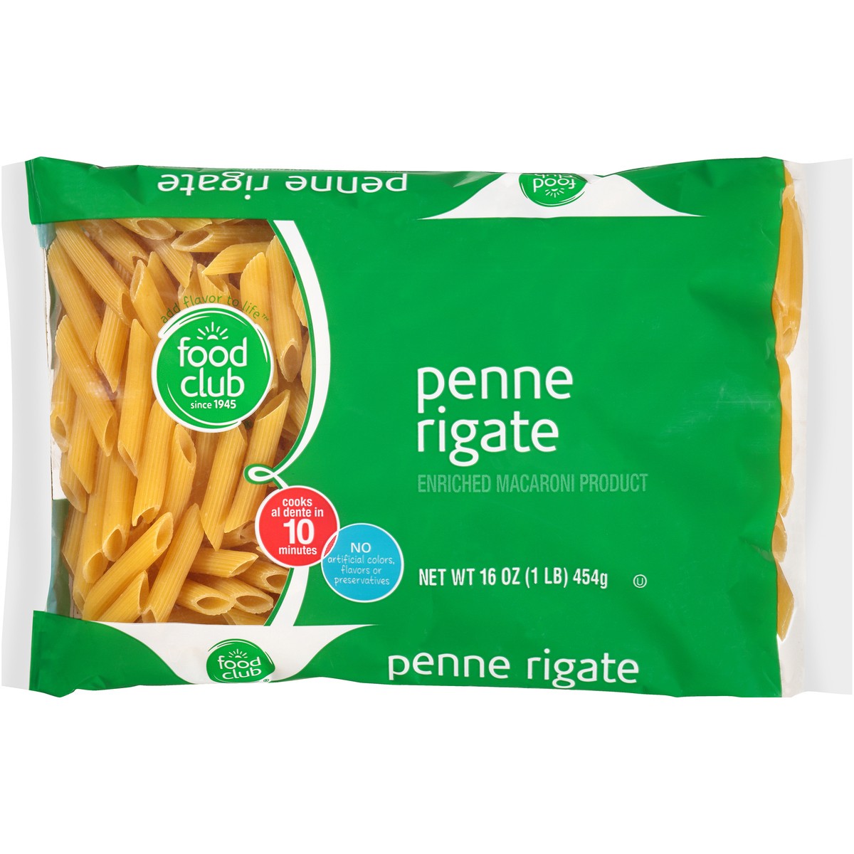 slide 9 of 10, Food Club Enriched Macaroni Product, Penne Rigate, 16 oz