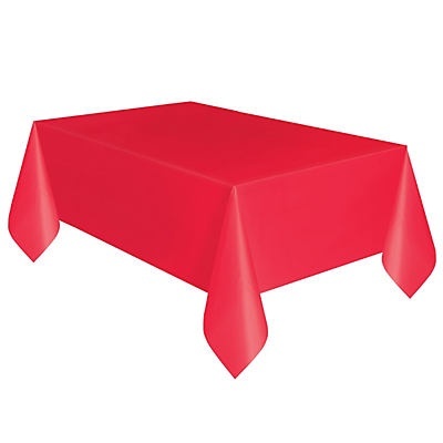 slide 1 of 1, Unique Industries Solid Red Plastic Table Cover, 1 ct