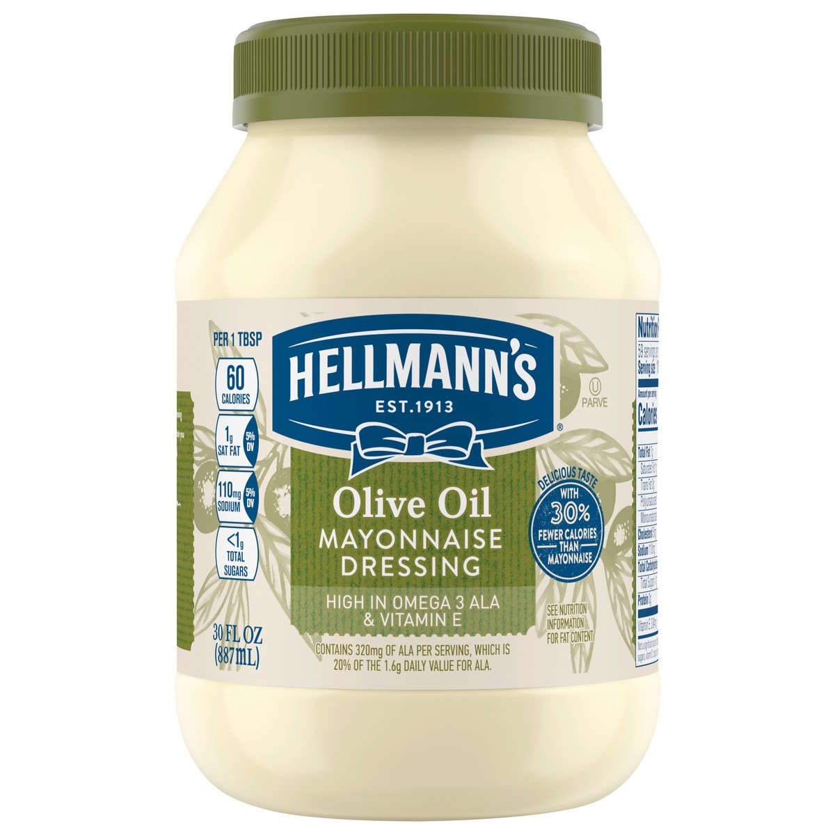 slide 1 of 13, Hellmann's Mayonnaise Dressing with Olive Oil Mayo 30 oz, 30 fl oz