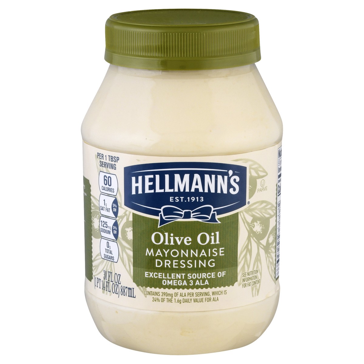 slide 1 of 1, Hellmann's Mayonnaise Dressing With Olive Oil, 30 oz