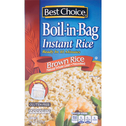 slide 1 of 1, Best Choice Boil In Bag Instant Brown Rice, 14 oz