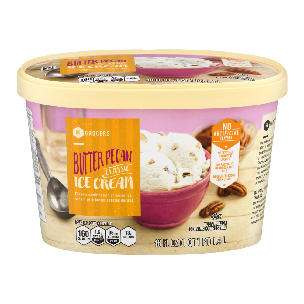 slide 1 of 1, SE Grocers Classic Ice Cream Butter Pecan, 48 oz