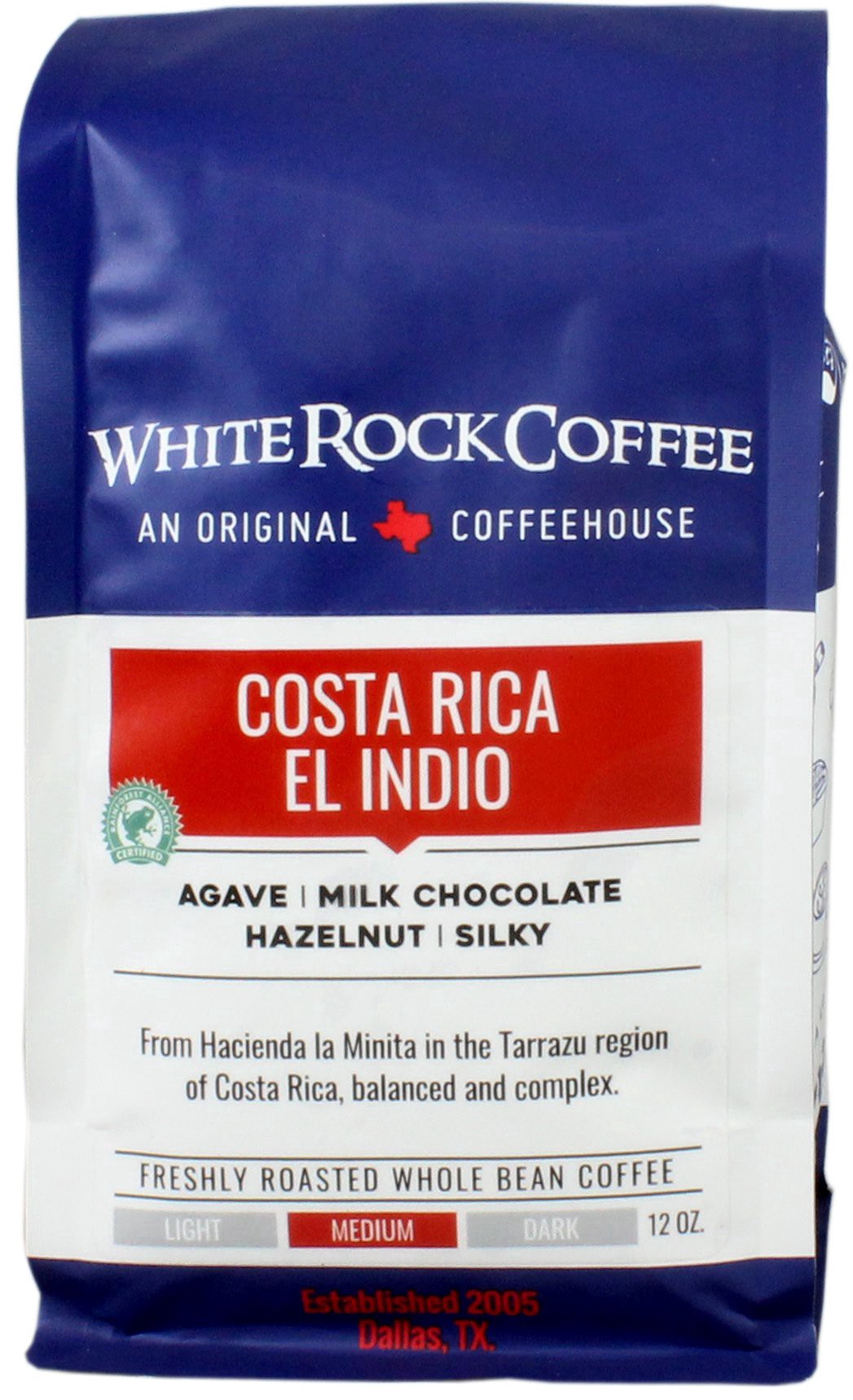 slide 1 of 1, White Rock Coffee Costa Rica El Indio Whole Bean Coffee, 12 oz