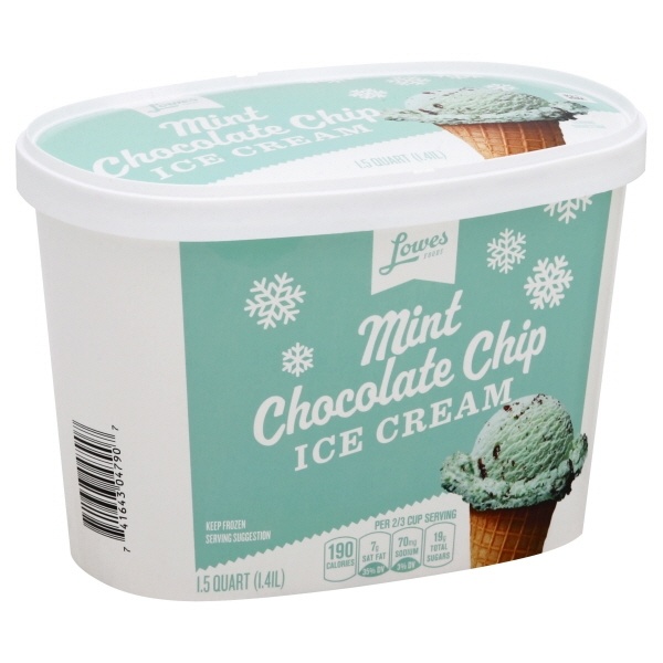 slide 1 of 1, Lowes Foods Mint Chocolate Chip Ice Cream, 48 oz