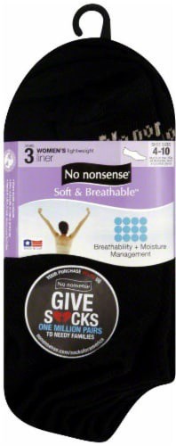 slide 1 of 1, No Nonsense Soft & Breathable Women's Liner 4-10 Black Socks 3 ea, 3 ct