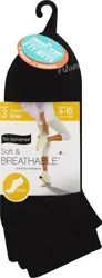 No Nonsense Soft & Breathable Women's Liner 4-10 Black Socks 3 ea