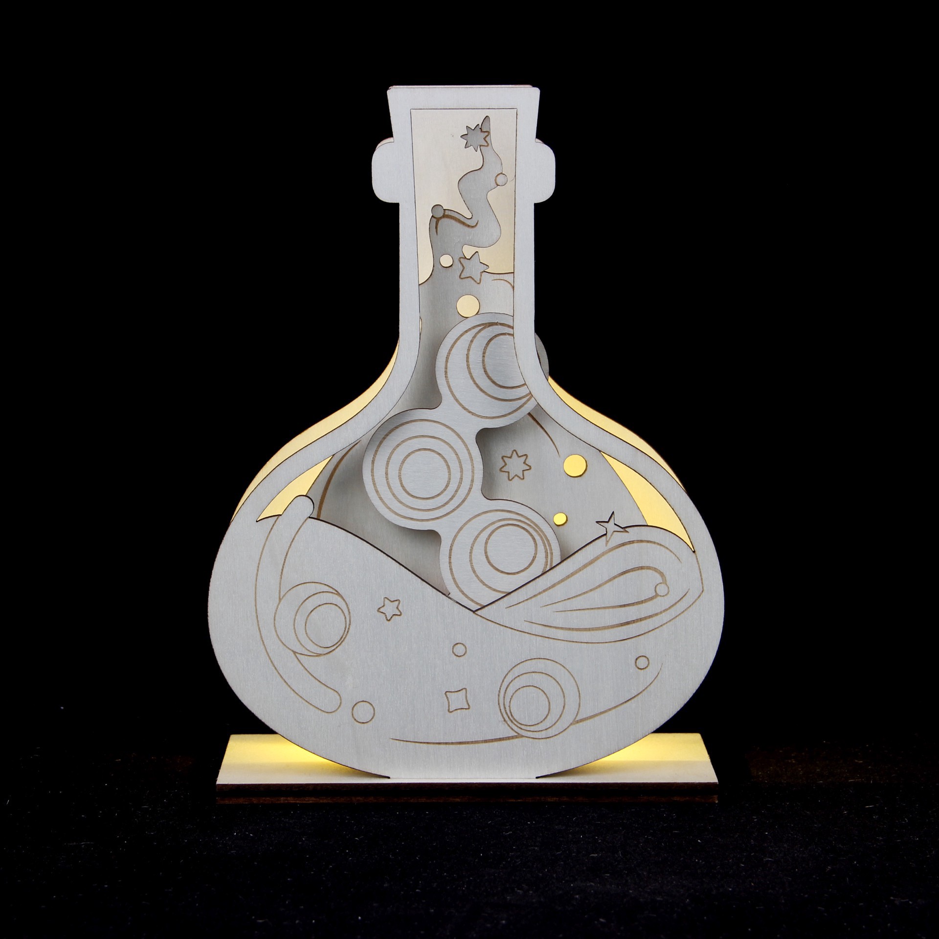 slide 4 of 4, 8" Layered Potion Bottle Diy Led Plywood Decor By Make Market, 8 in