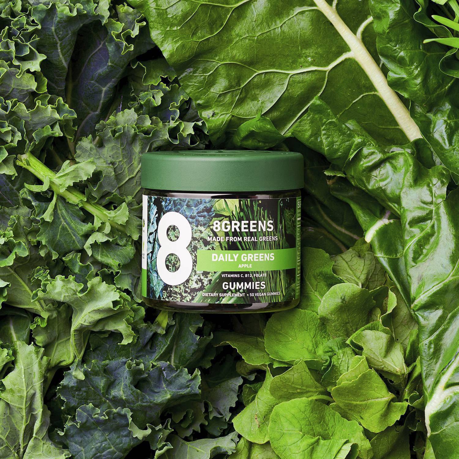 slide 8 of 11, 8Greens Apple Daily Greens Gummies 50 Vegan Gummies, 50 ct