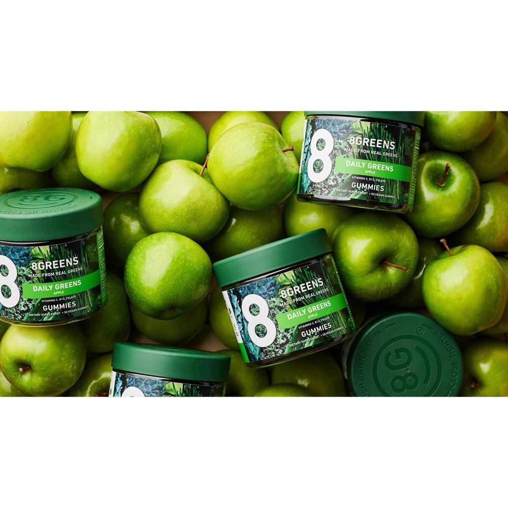 slide 5 of 11, 8Greens Apple Daily Greens Gummies 50 Vegan Gummies, 50 ct