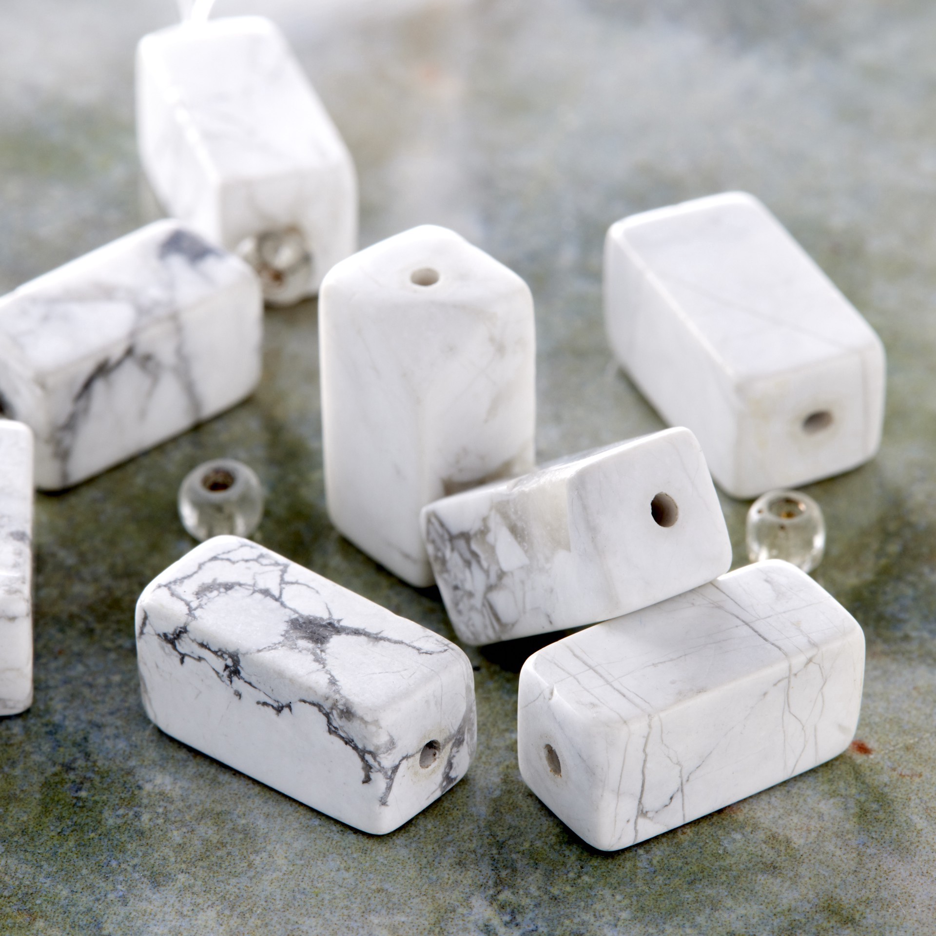 slide 3 of 3, White Large Howlite Rectangle Beads, 16mm By Bead Landing, 16mm
