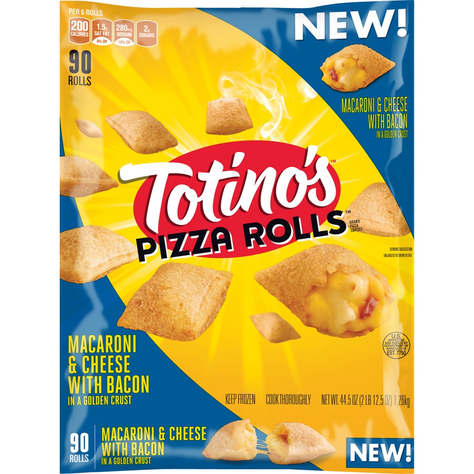 slide 1 of 1, Totino's Pizza Rolls Macaroni & Cheese with Bacon, 90 ct