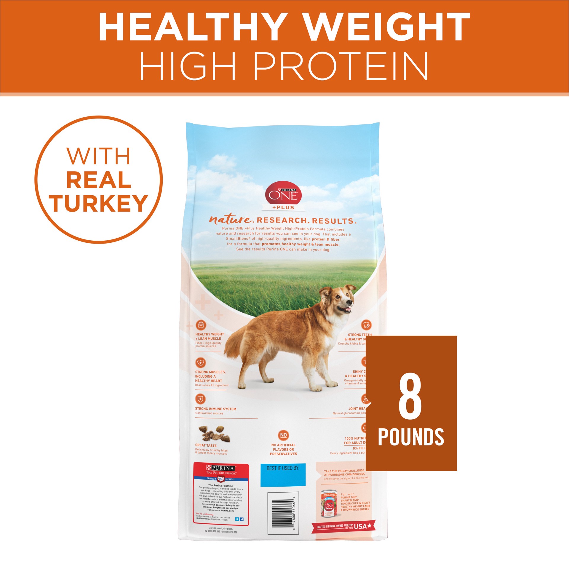 slide 6 of 8, ONE Purina ONE Plus Healthy Weight High-Protein Dog Food Dry Formula, 8 lb