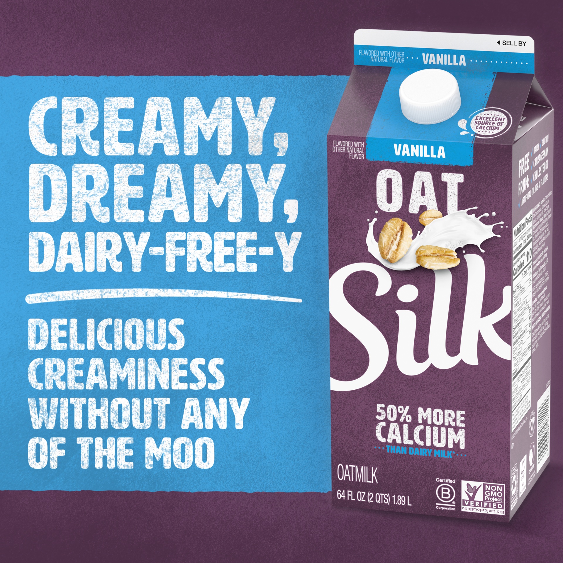 slide 5 of 7, Silk Vanilla Oat Milk, 64 fl oz