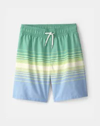Carters Boys Striped Swim Trunks - Green/Blue Multi 5