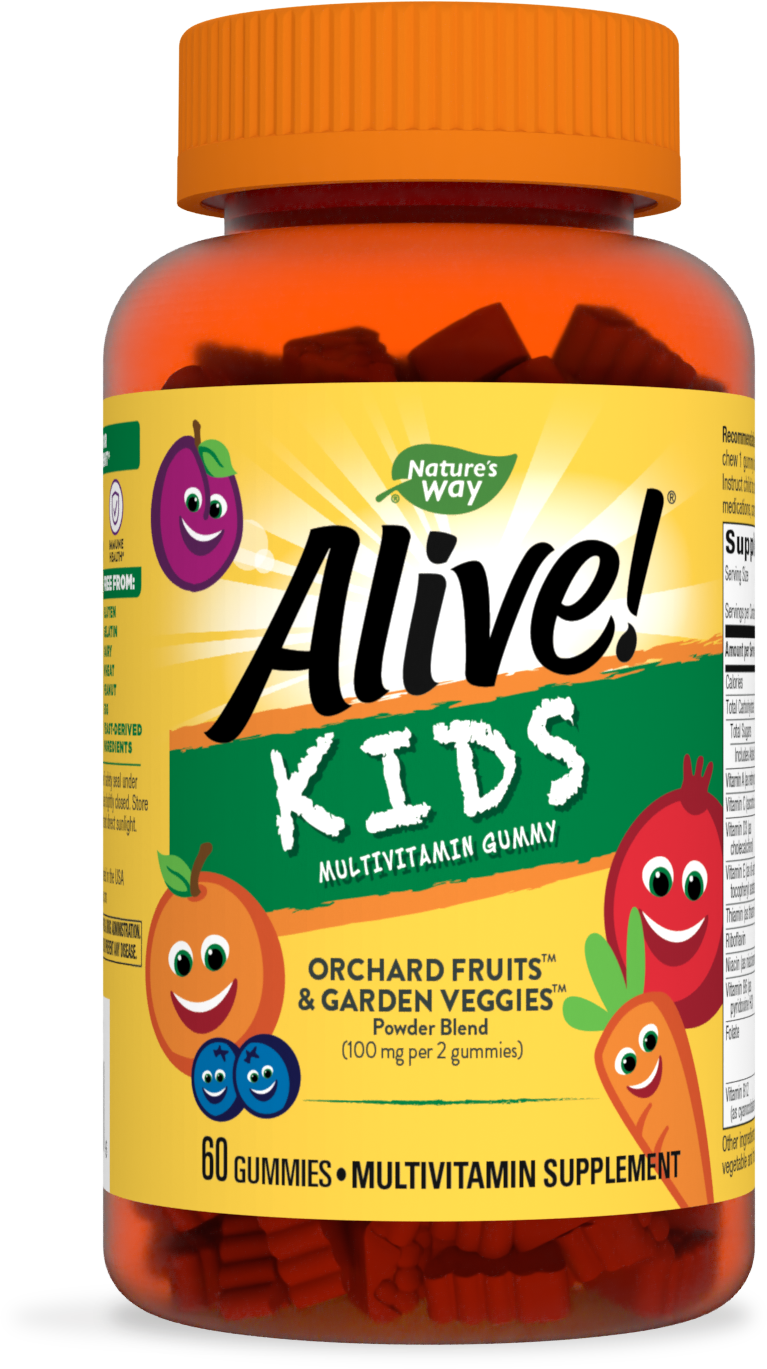 slide 1 of 9, Nature's Way Alive! Kids Multivitamin Gummy, 15 Vitamins & Minerals, Gelatin-Free, Cherry, Orange, and Grape Flavored, 60 Gummies, 60 ct