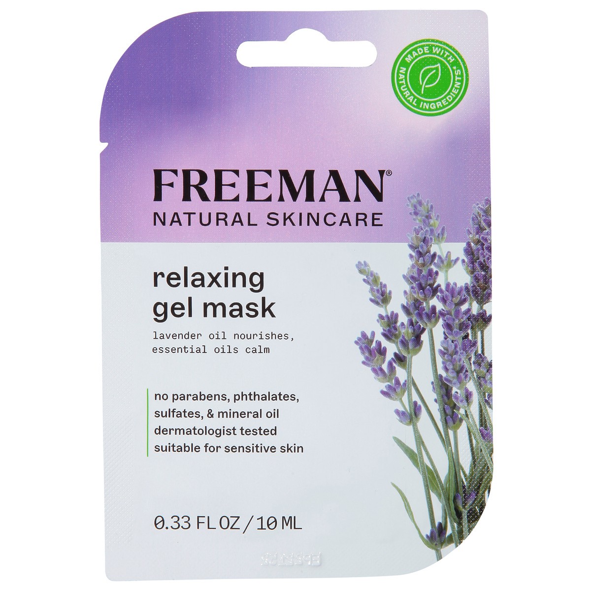 slide 1 of 9, Freeman Natural Skincare Relaxing Lavender Gel Mask, 0.33 fl oz