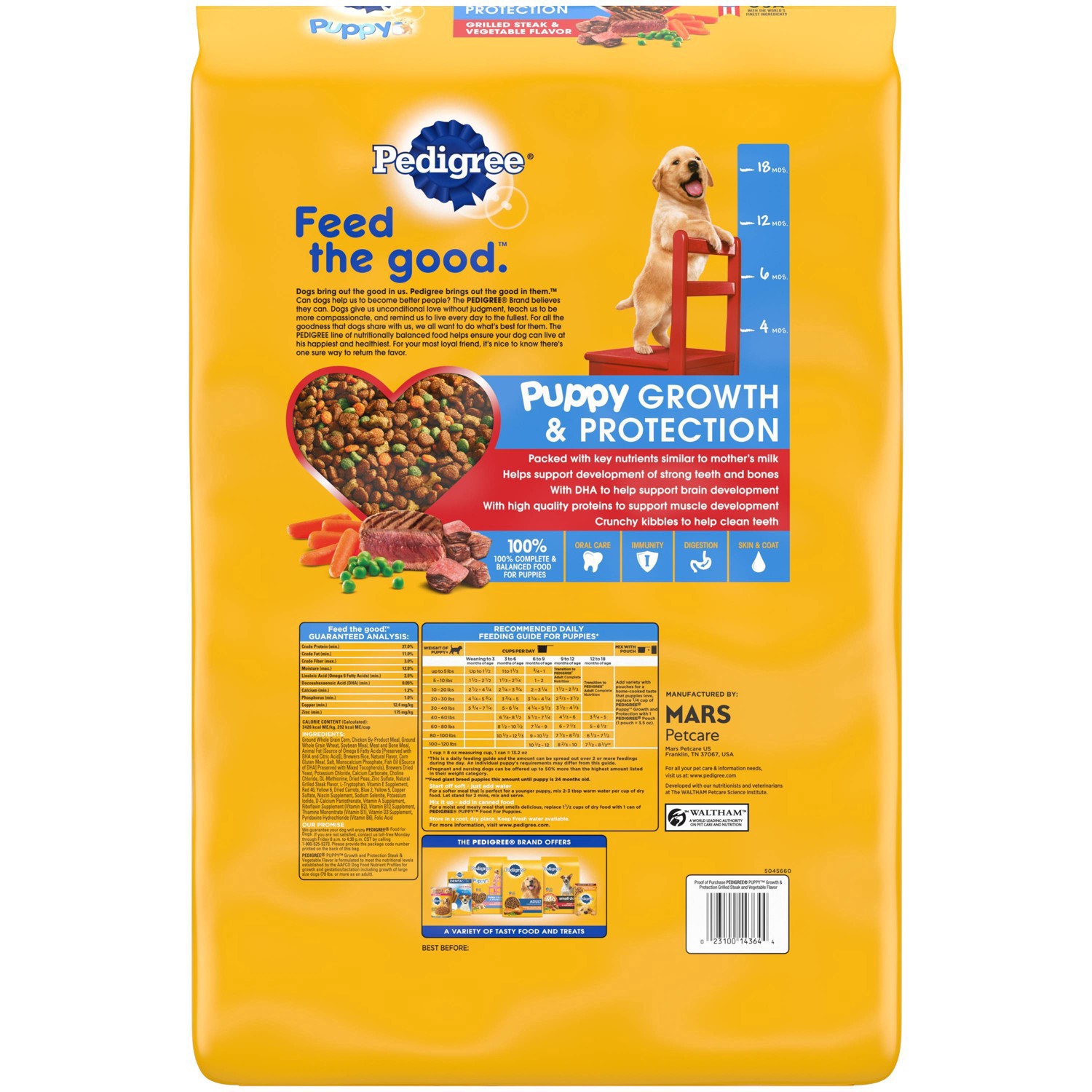 slide 7 of 12, PEDIGREE Puppy Growth & Protection Dry Dog Food Grilled Steak & Vegetable Flavor, 16.3 lb. Bag, 16.30 lb