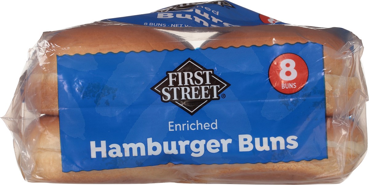 slide 9 of 14, First Street Plain Hamburger Buns, 12 oz