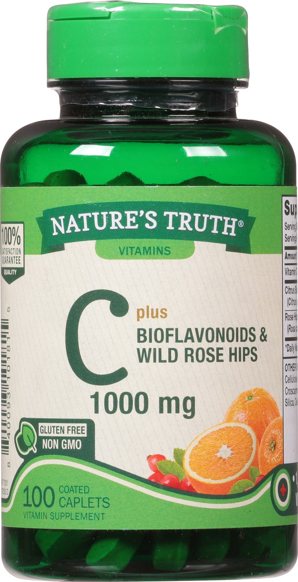 slide 4 of 14, Nature's Truth Vitamin C Plus Bioflavonoids & Wild Rose Hips 1000 mg Coated Caplets 100 ea, 100 ct