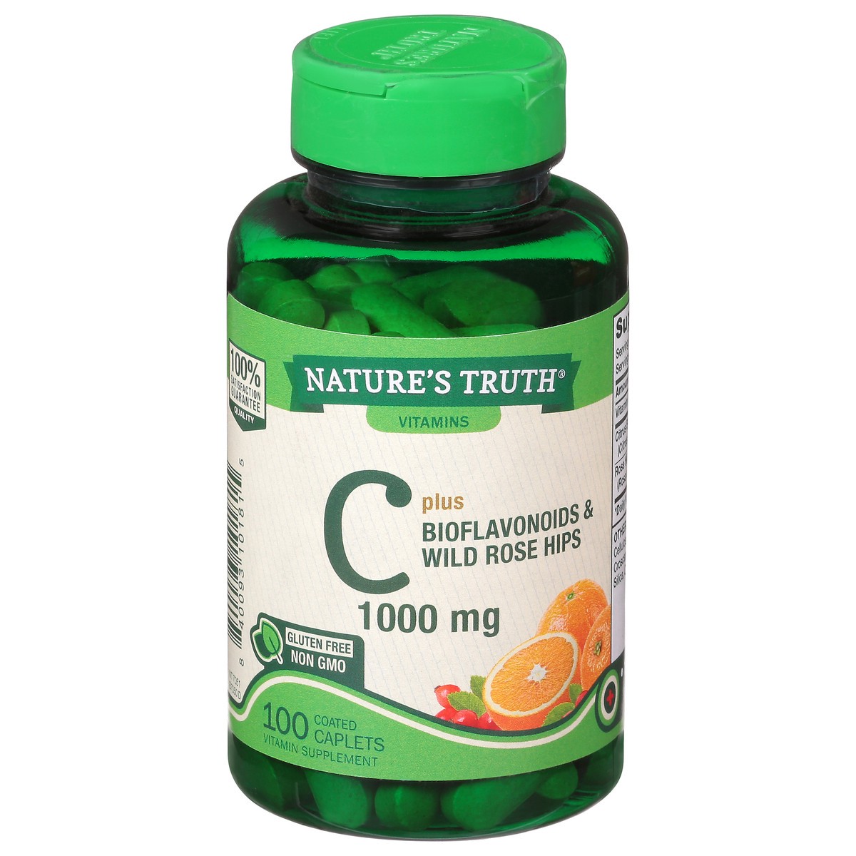 slide 8 of 14, Nature's Truth Vitamin C Plus Bioflavonoids & Wild Rose Hips 1000 mg Coated Caplets 100 ea, 100 ct