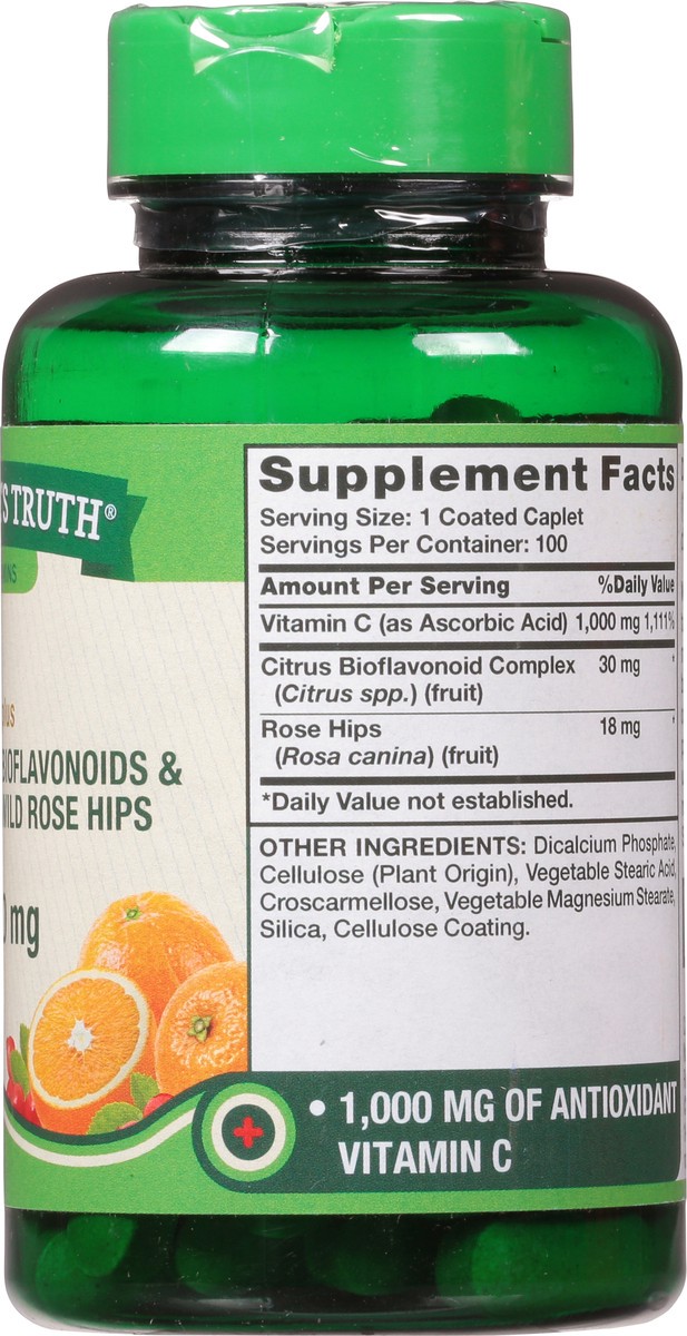 slide 11 of 14, Nature's Truth Vitamin C Plus Bioflavonoids & Wild Rose Hips 1000 mg Coated Caplets 100 ea, 100 ct