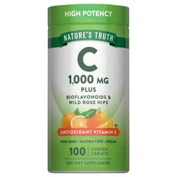 Nature's Truth 1,000 mg Vitamin C Plus Bioflavonoids & Wild Rose Hips 100 Coated Caplets