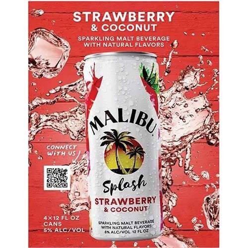 slide 1 of 1, Malibu Sparkling Strawberry & Coconut Malt Beverage 4 ea, 4 ct; 12 oz