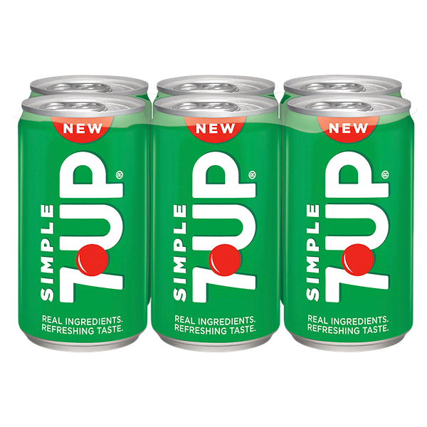 slide 1 of 1, 7UP Simple 7UP Lemon Lime Soda mini Cans, 6 ct
