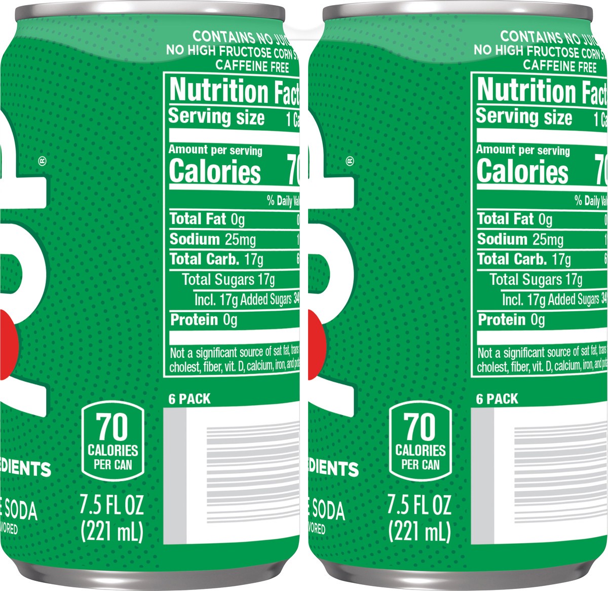 slide 6 of 7, 7UP Simple 7UP Lemon Lime Soda, 7.5 Fl Oz mini Cans, 6 Pack, 3.2 fl oz