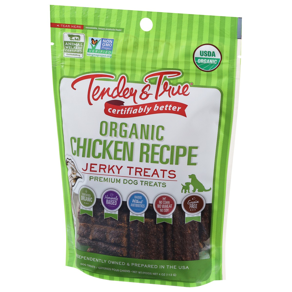 slide 6 of 10, Tender & True Organic Premium Chicken Jerky Dog Treats 4 oz, 4 oz