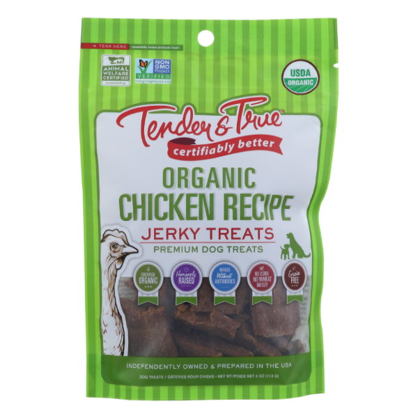 slide 1 of 1, Tender & True Organic Chicken Jerky Premium Dog Treats, 4 oz