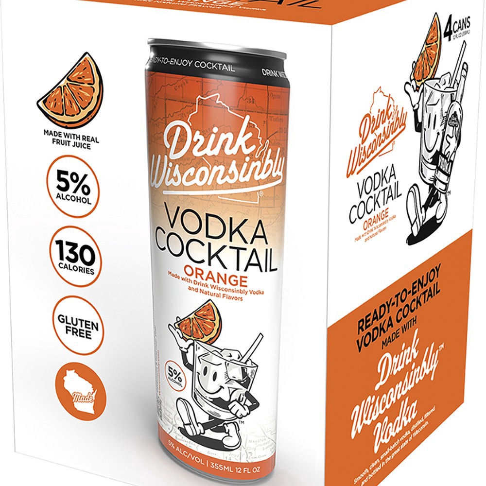 slide 1 of 1, Drink Wisconsinbly Orange Rtd 12oz 4pk Cans, 4 ct; 12 oz