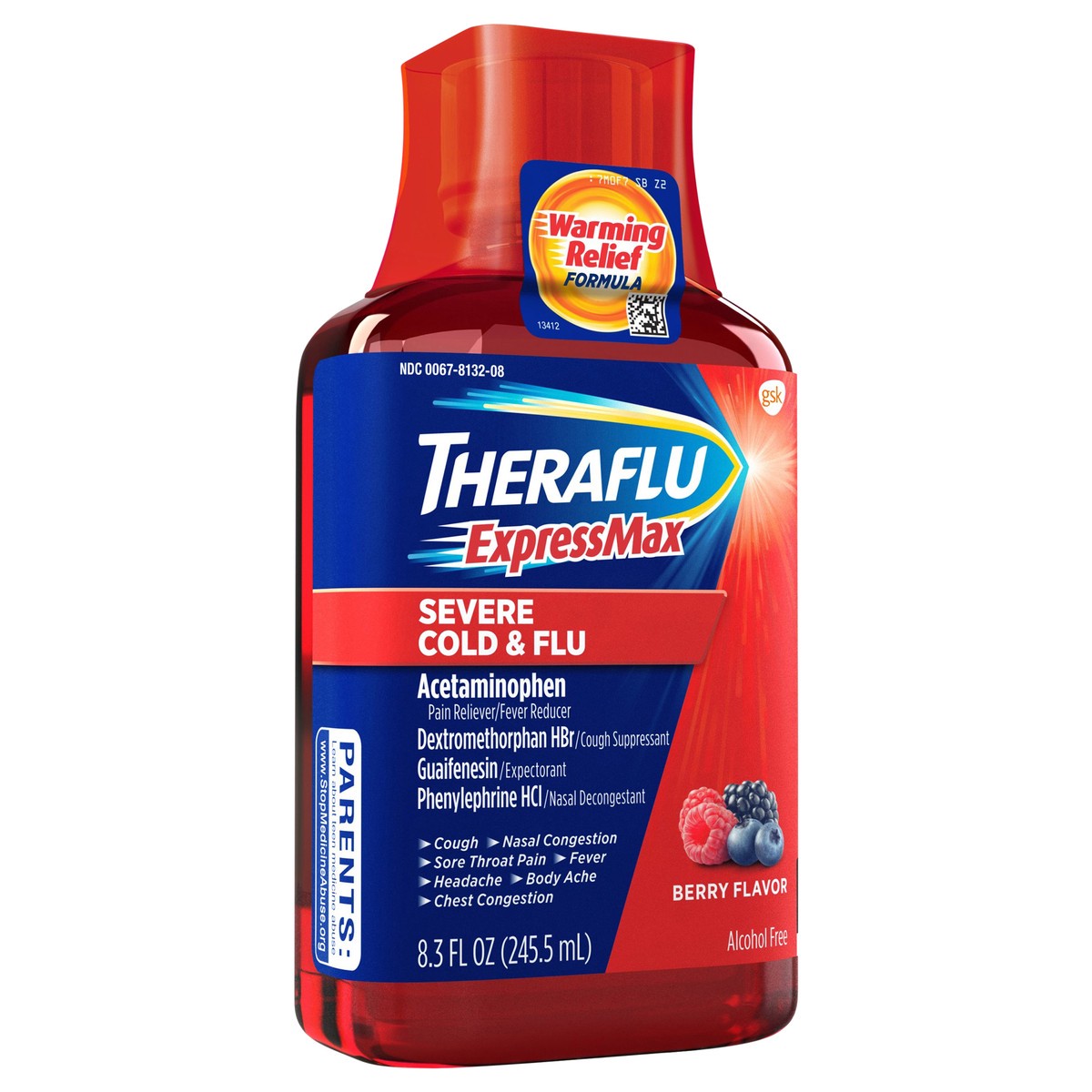 slide 7 of 7, Theraflu ExpressMax Severe Cold and Flu Syrup with Dosing Cup, Berry Flavor - 8.3 Fl Oz Syrup, 8.3 fl oz