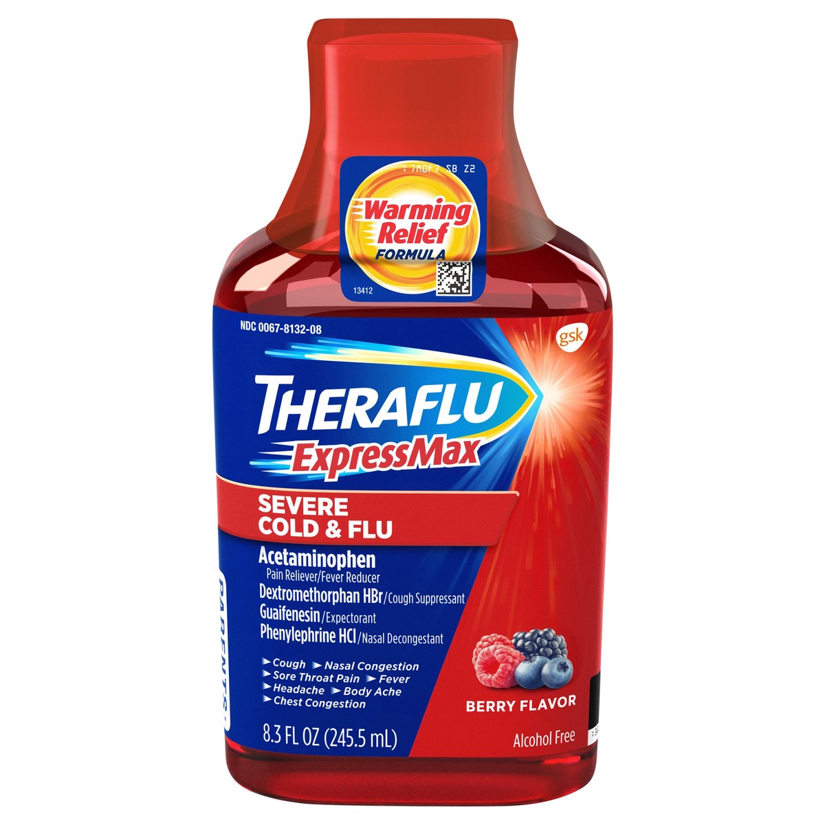 slide 1 of 7, Theraflu ExpressMax Severe Cold and Flu Syrup with Dosing Cup, Berry Flavor - 8.3 Fl Oz Syrup, 8.3 fl oz