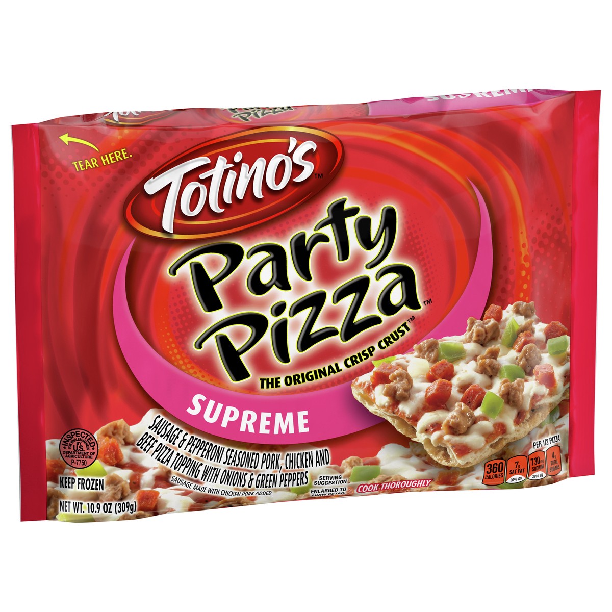slide 8 of 9, Totino's Supreme Party Frozen Pizza - 10.9oz, 10.9 oz