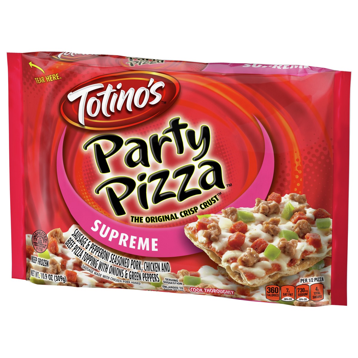 slide 2 of 9, Totino's Supreme Party Frozen Pizza - 10.9oz, 10.9 oz