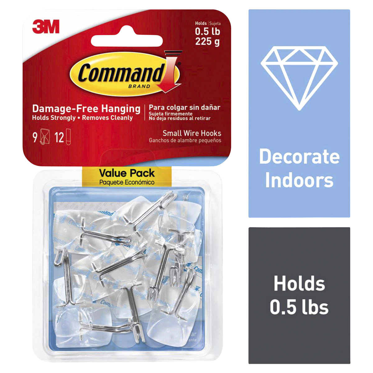 slide 1 of 3, 3M Command Clear Damage Free Hooks, 9 ct