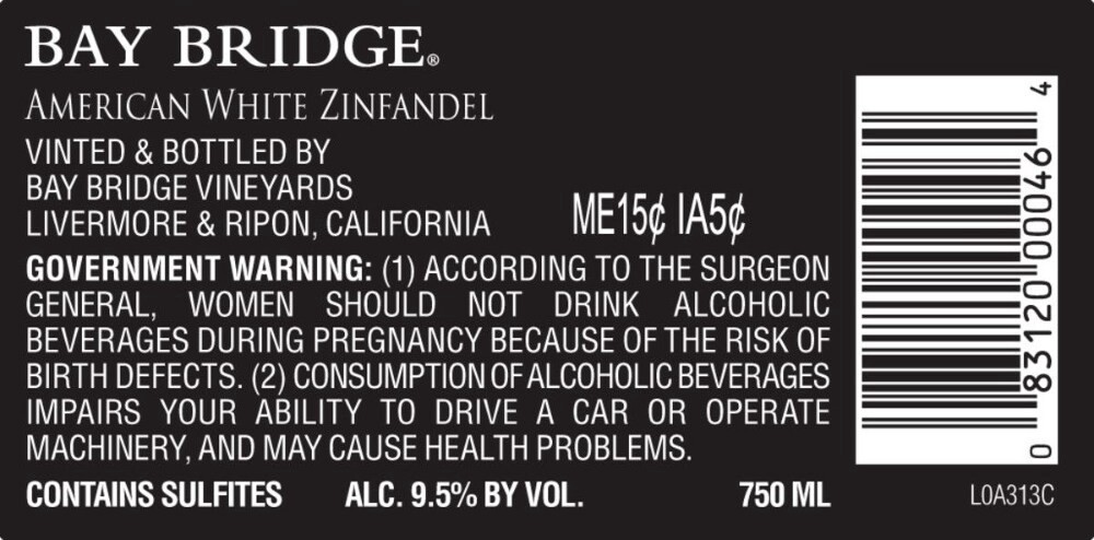 slide 2 of 3, Bay Bridge White Zinfandel Rose Wine, 750 ml