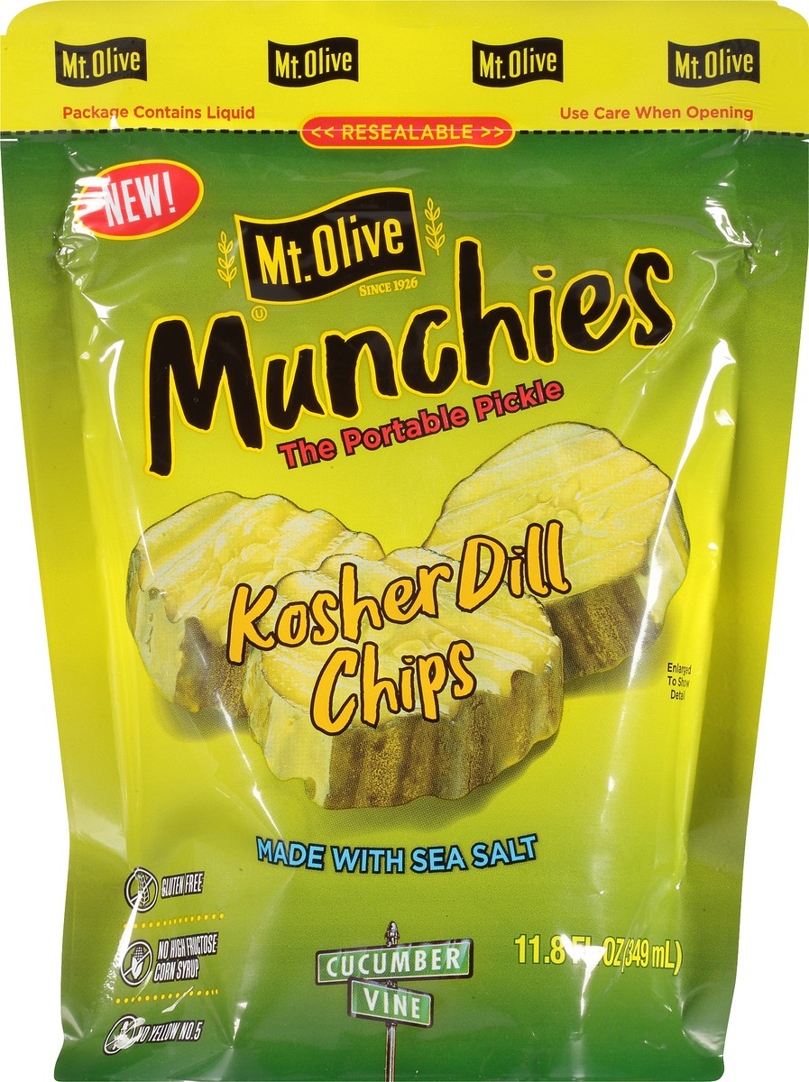 slide 7 of 7, Mt. Olive Munchies Kosher Dill Pickle Chips 11.8 fl oz Pouch, 11.8 fl oz