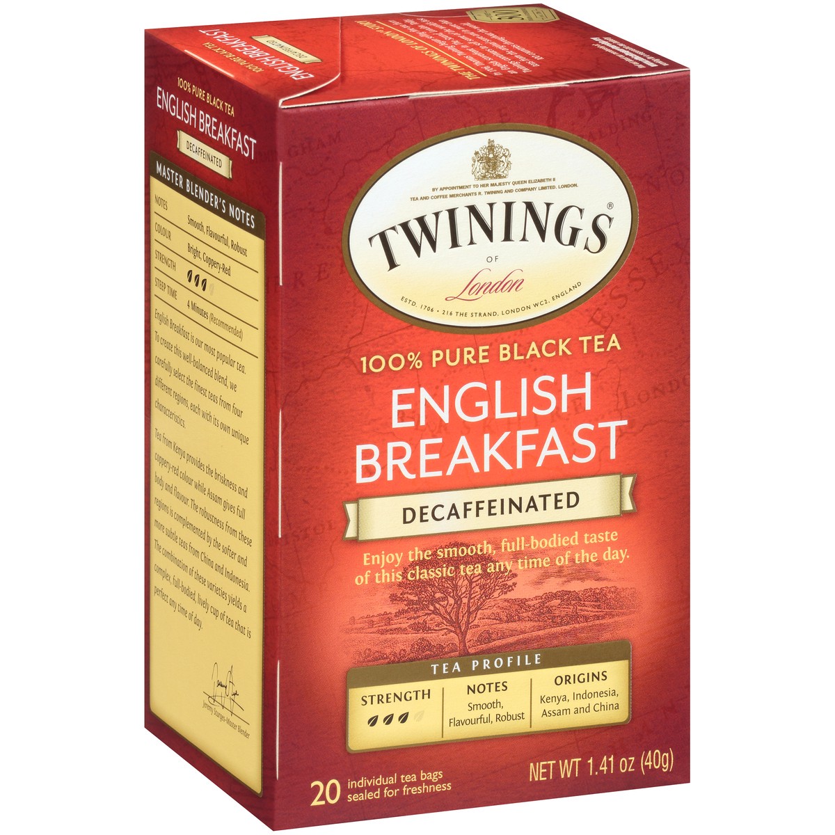 slide 2 of 9, Twinings of London English Breakfast Decaffeinated Black Tea 20 ct, 1.41 oz