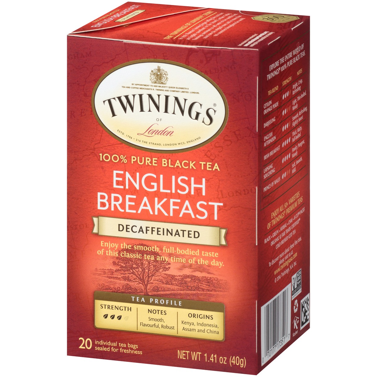 slide 3 of 9, Twinings of London English Breakfast Decaffeinated Black Tea 20 ct, 1.41 oz