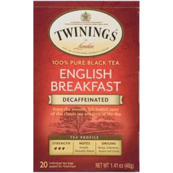 Twinings of London English Breakfast Decaffeinated Black Tea 20 ct