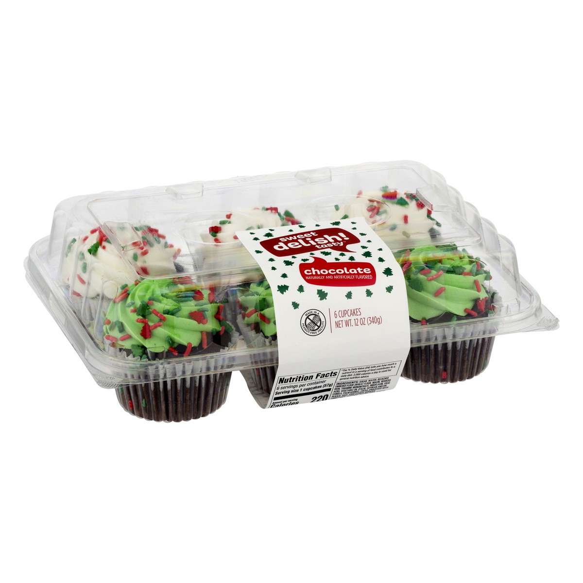 slide 5 of 11, Sweet Delish! 6 Count Chocolate Christmas Cupcakes, 12 oz