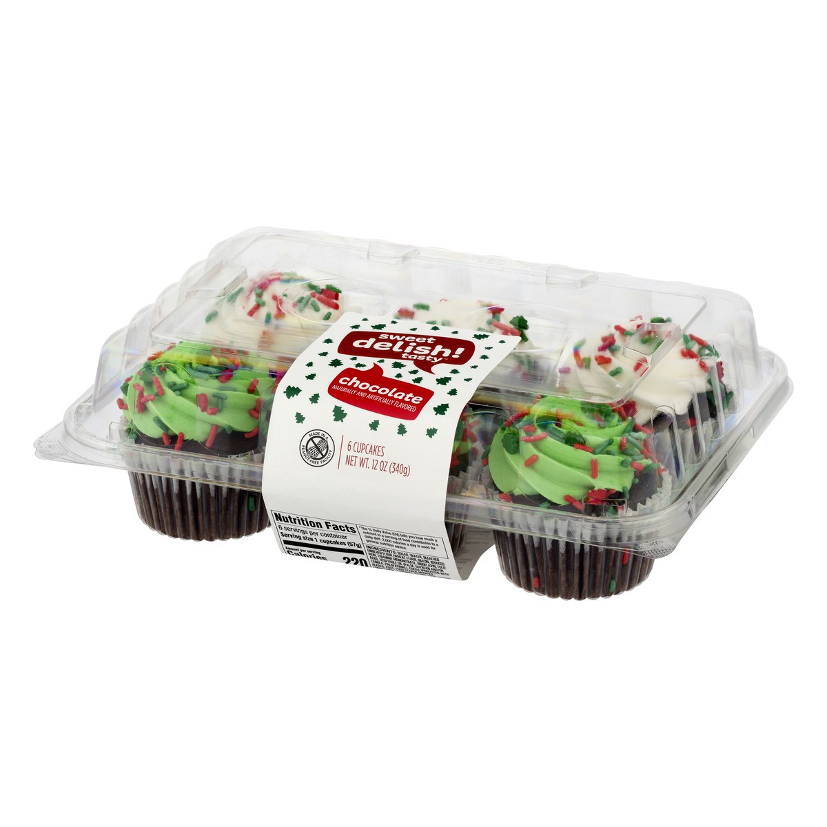 slide 10 of 11, Sweet Delish! 6 Count Chocolate Christmas Cupcakes, 12 oz