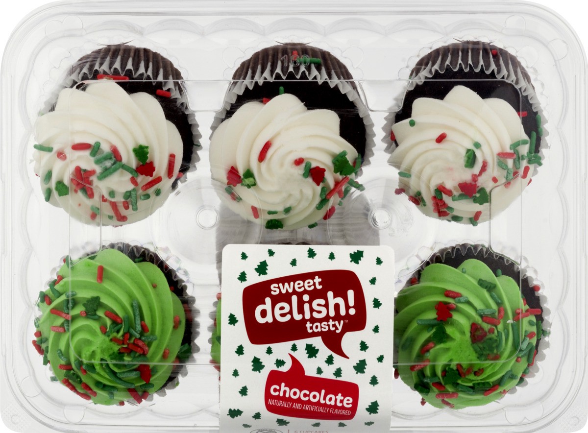 slide 2 of 11, Sweet Delish! 6 Count Chocolate Christmas Cupcakes, 12 oz