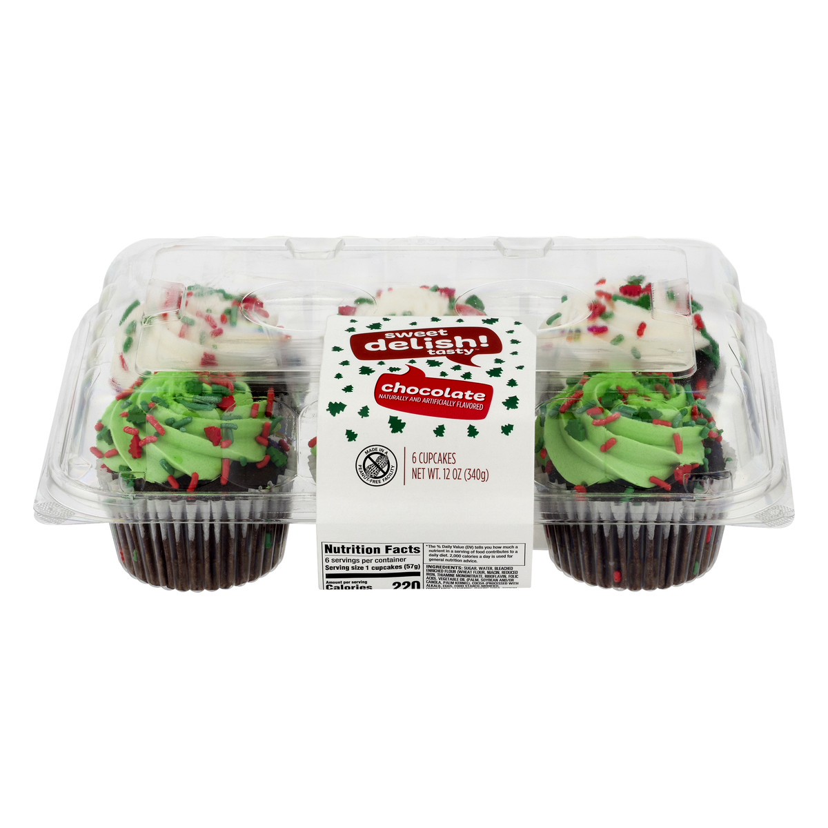 slide 1 of 11, Sweet Delish! 6 Count Chocolate Christmas Cupcakes, 12 oz